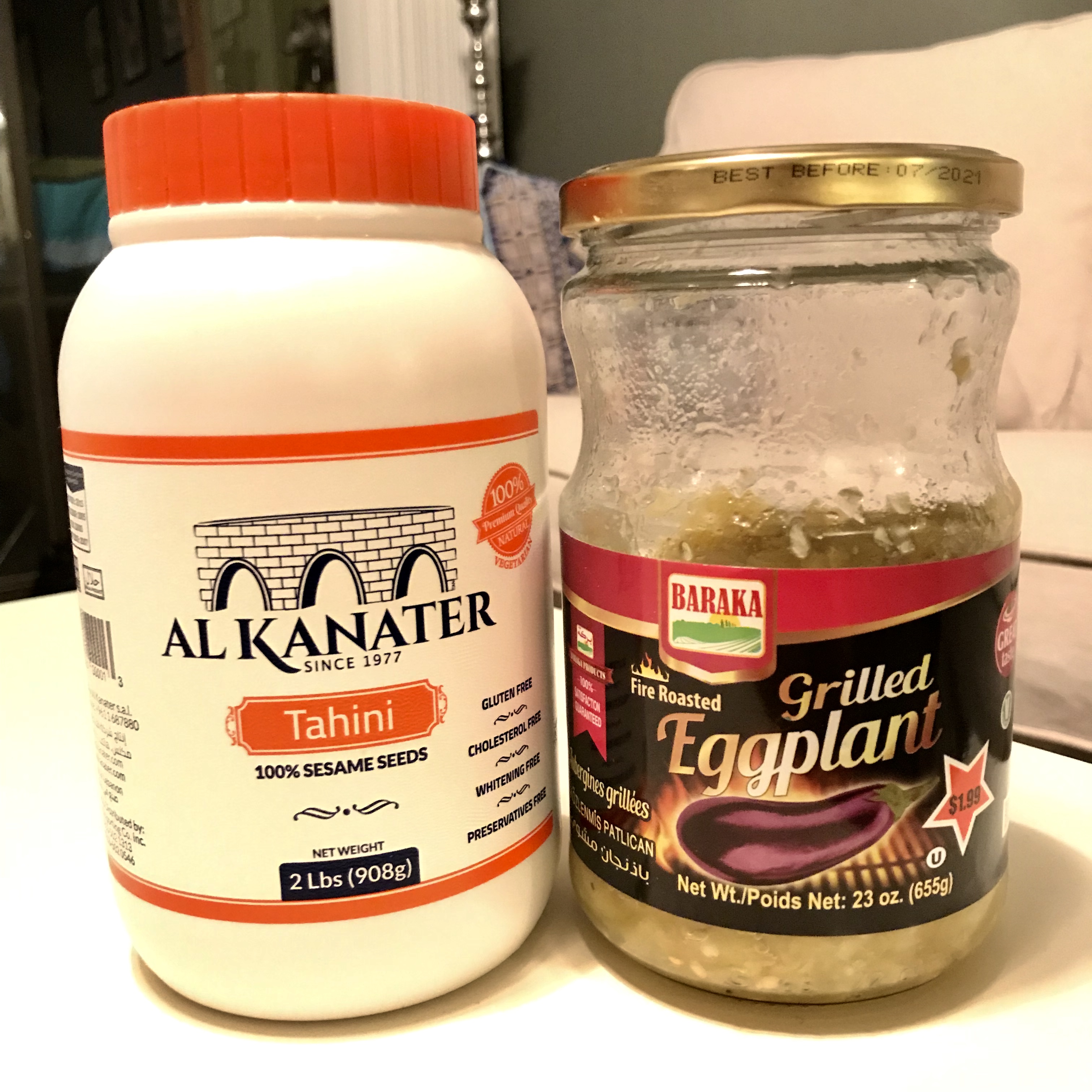 Tahini and eggplant jars